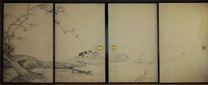 上間二之間:長沢芦雪筆、紙本淡彩「薔薇図」右四面